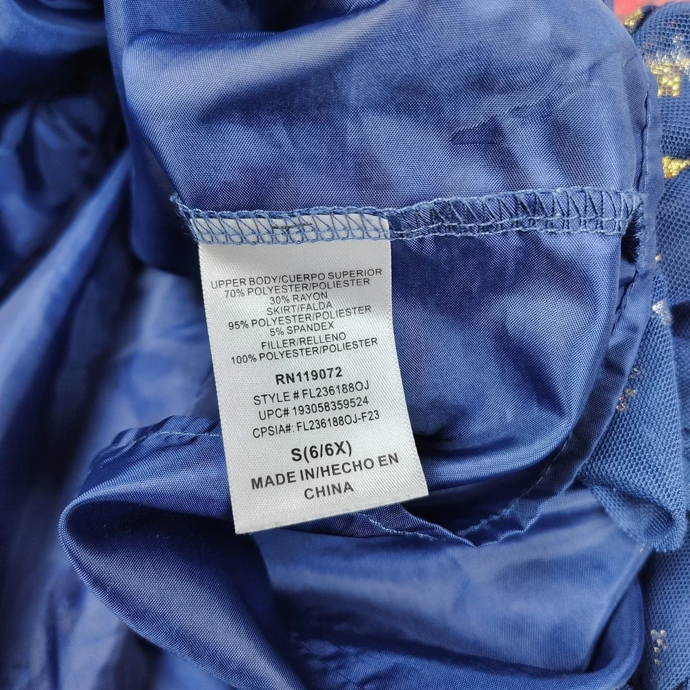 Disney 100 Years Hoodie Dress Girls 6 Blue Tulle Minnie Pooh Sulley Princess EC